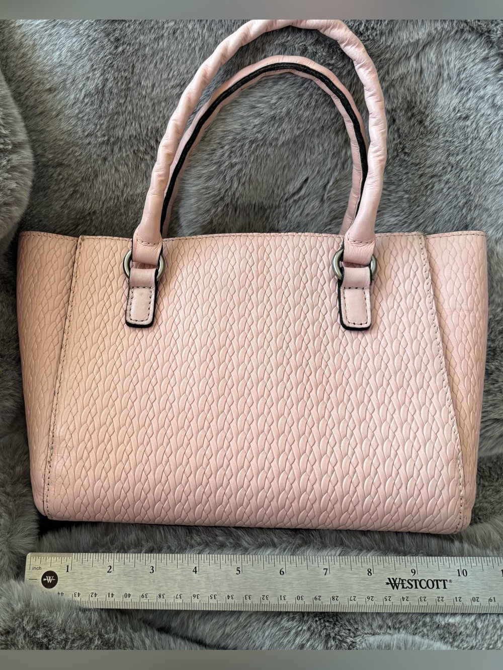 Patricia Nash Mozia Twisted Woven Pink Leather Satchel Bag EUC